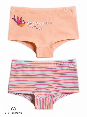 Трусы для девочек с птичкой и полоской (2 штук, рост: 86-110)