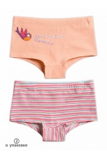 Трусы для девочек с птичкой и полоской (2 штук, рост: 86-110)