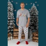 Пижама мужская новогодняя family look Каникулы-4 серый