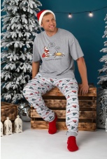 Пижама мужская новогодняя family look Каникулы-4 серый