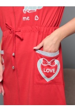 Халат женский красный с котом