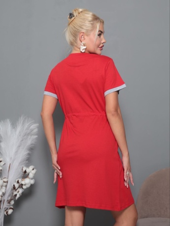 Халат женский красный с котом