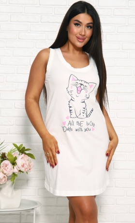 Сорочка женская с котом, широкая бретель