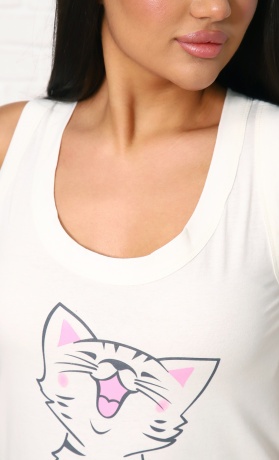 Сорочка женская с котом, широкая бретель