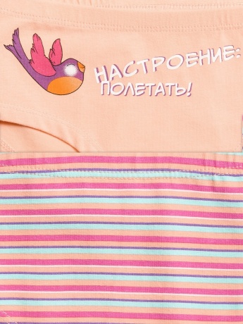 Трусы для девочек с птичкой и полоской (2 штук, рост: 116-146)