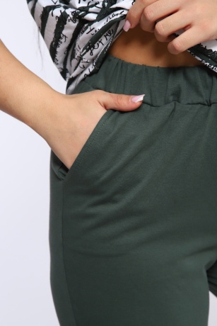 Костюм женский в полоску с надписями, хаки