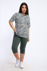 Костюм женский в полоску с надписями, хаки