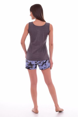 Костюм женский антрацит-индиго майка и шорты камуфляж