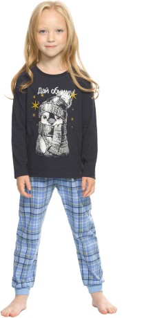 Комплект для девочек синий с пингвином (рост: 86-110)