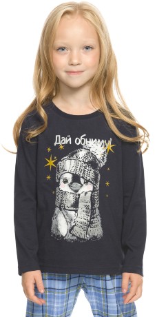 Комплект для девочек синий с пингвином (рост: 86-110)