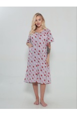 Халат женский серый с сердечками