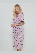 Халат женский серый с сердечками