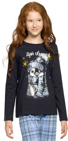 Комплект для девочек синий с пингвином (рост: 116-146)