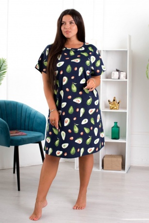 Туника женская Авокадо, темно-синий (большие размеры)