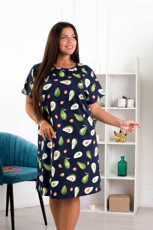Туника женская Авокадо, темно-синий (большие размеры)