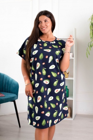 Туника женская Авокадо, темно-синий (большие размеры)