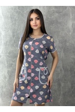 Халат женский сиреневый с совами