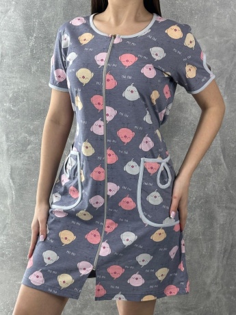 Халат женский сиреневый с совами