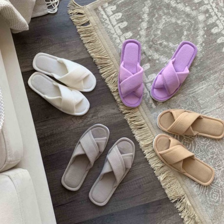 Женские тапочки флис "Крестик"