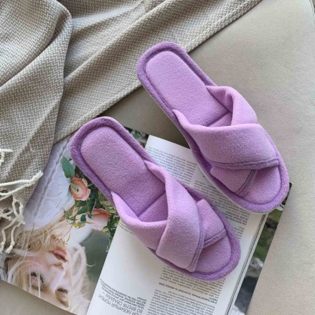 Женские тапочки флис "Крестик"