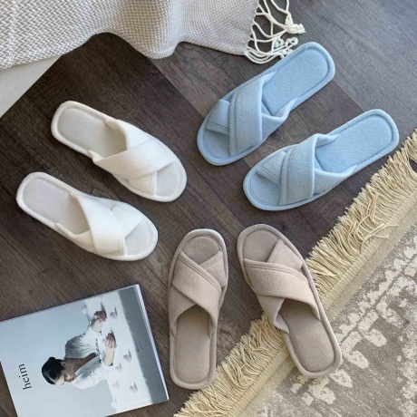 Женские тапочки флис "Крестик"