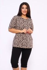 Костюм женский с бриджами леопард, коричневый