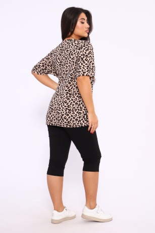 Костюм женский с бриджами леопард, коричневый