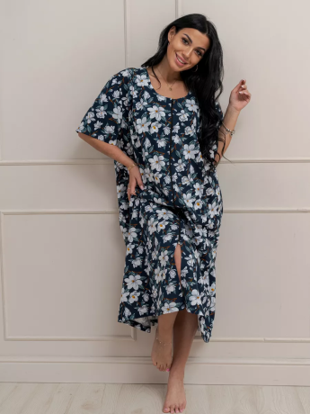 Халат женский на молнии, с рельефами, большие размеры