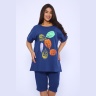 Костюм женский с листочками, индиго