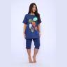 Костюм женский с листочками, индиго