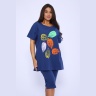 Костюм женский с листочками, индиго