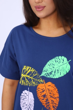 Костюм женский с листочками, индиго