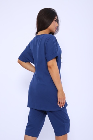 Костюм женский с листочками, индиго