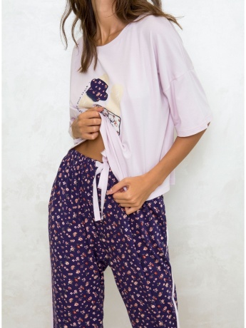 Комплект женский из бамбука, брюки и футболка