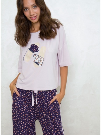 Комплект женский из бамбука, брюки и футболка