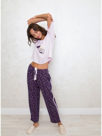 Комплект женский из бамбука, брюки и футболка