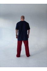 Мужская пижама, брюки в красную клетку, большого размера