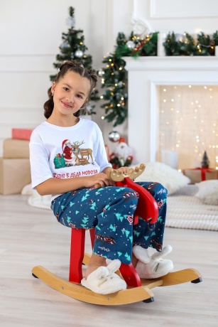 Пижама для девочки в стиле family look Новогоднее чудо-1, белый