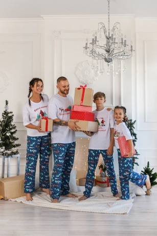 Пижама для девочки в стиле family look Новогоднее чудо-1, белый
