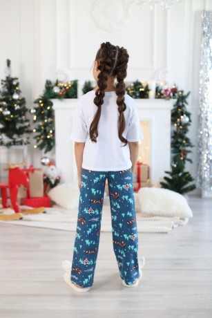 Пижама для девочки в стиле family look Новогоднее чудо-1, белый