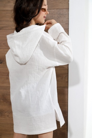 Белая рубашка-туника с капюшоном для пляжа для девочки