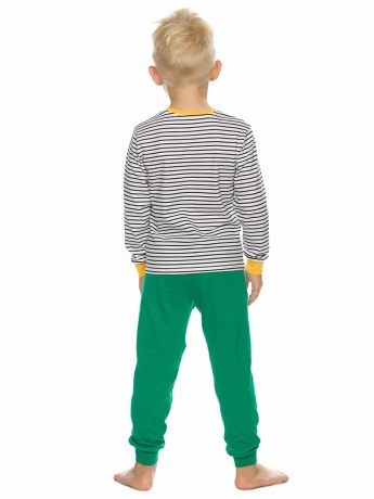 Пижама для мальчиков джемпер в полоску с собакой и зеленые брюки (рост: 86-92)