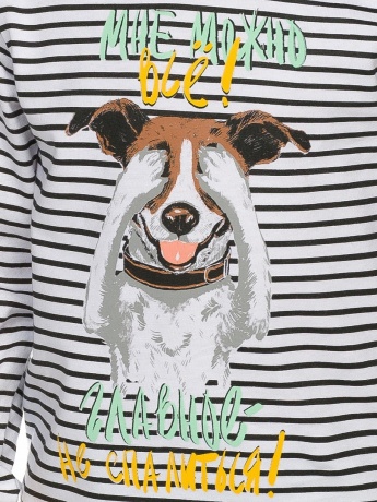 Пижама для мальчиков джемпер в полоску с собакой и зеленые брюки (рост: 86-92)