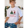 Пижама для мальчика в стиле family look. Новогоднее чудо-2 белый