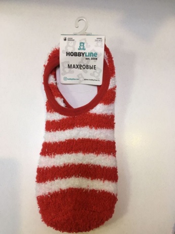 Женские носки Белая полоска (укороч), махра-травка