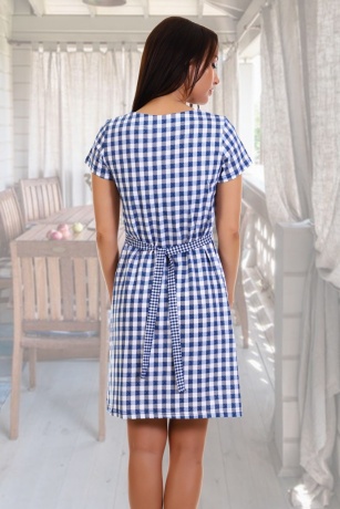 Халат женский Клетка с пояском