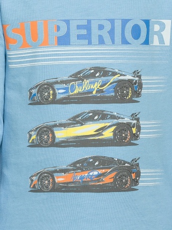 Пижама для мальчиков голубая с гоночными машинами