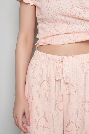 Комплект женский персиковый с сердцами