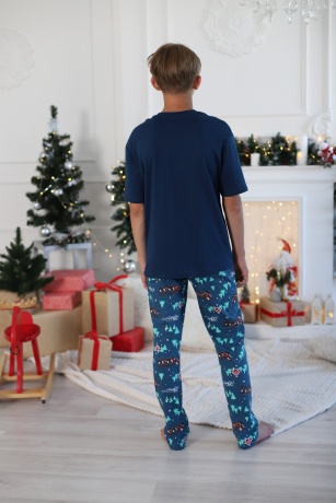 Пижама для мальчика в стиле family look. Новогоднее чудо-2, синий