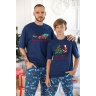 Пижама для мальчика в стиле family look. Новогоднее чудо-2, синий